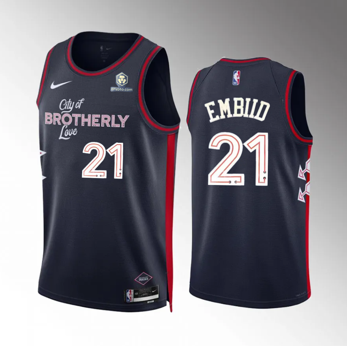 Men's Philadelphia 76ers #21 Joel Embiid Navy Stitched Basketball Jersey
